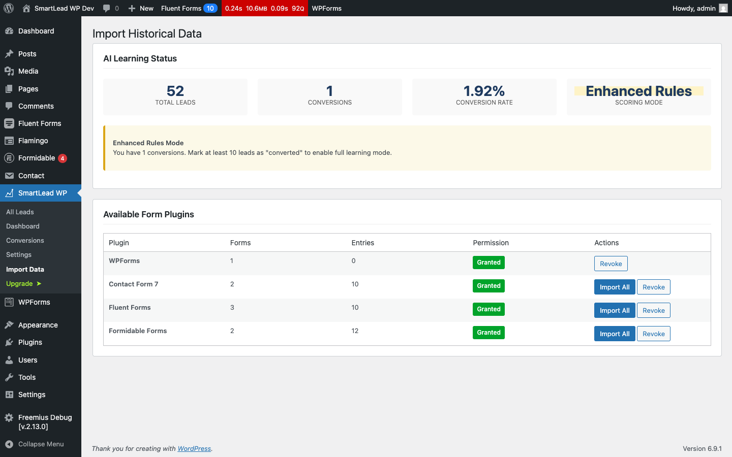 FormRank WP — Import Data
