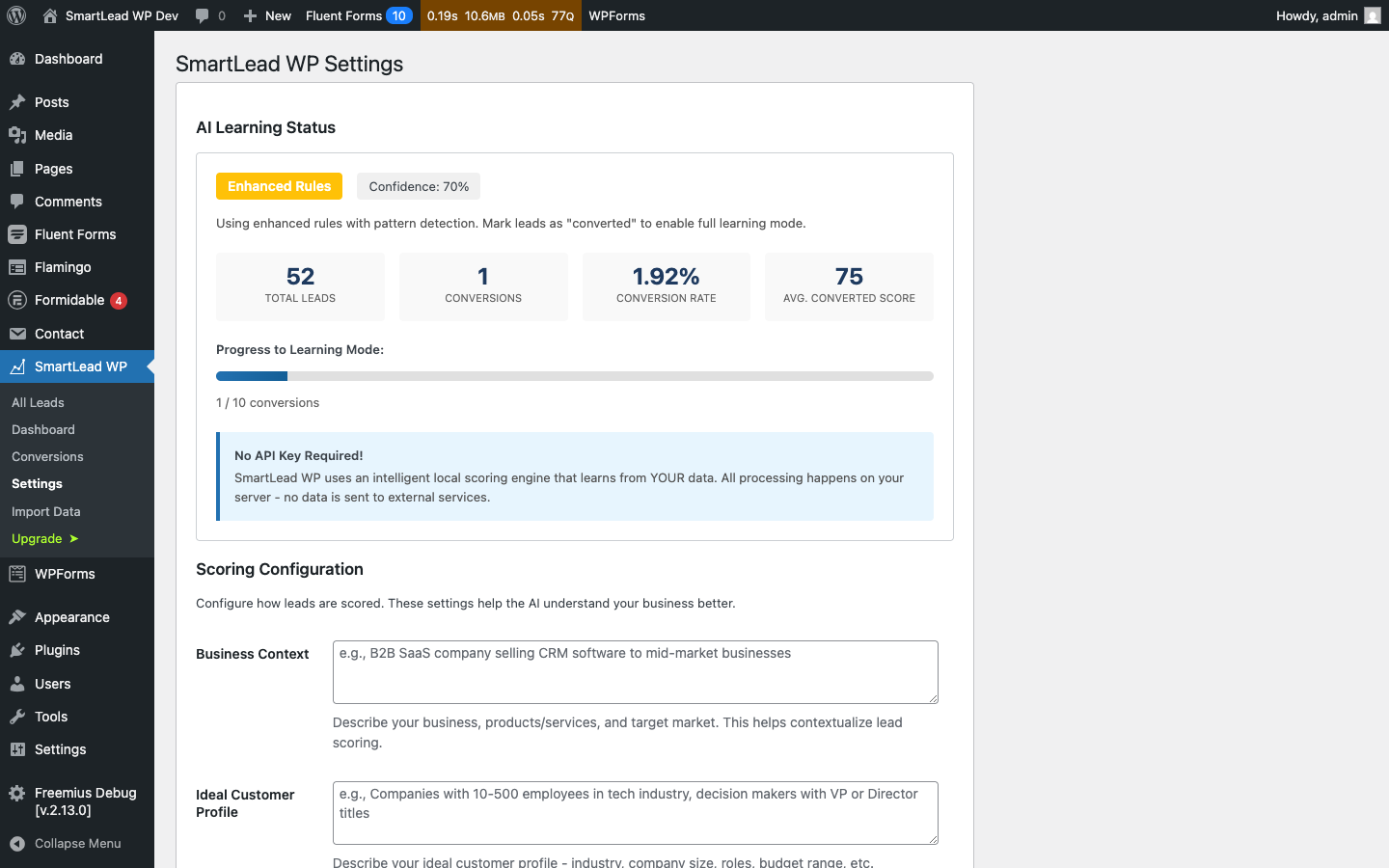 FormRank WP — Settings